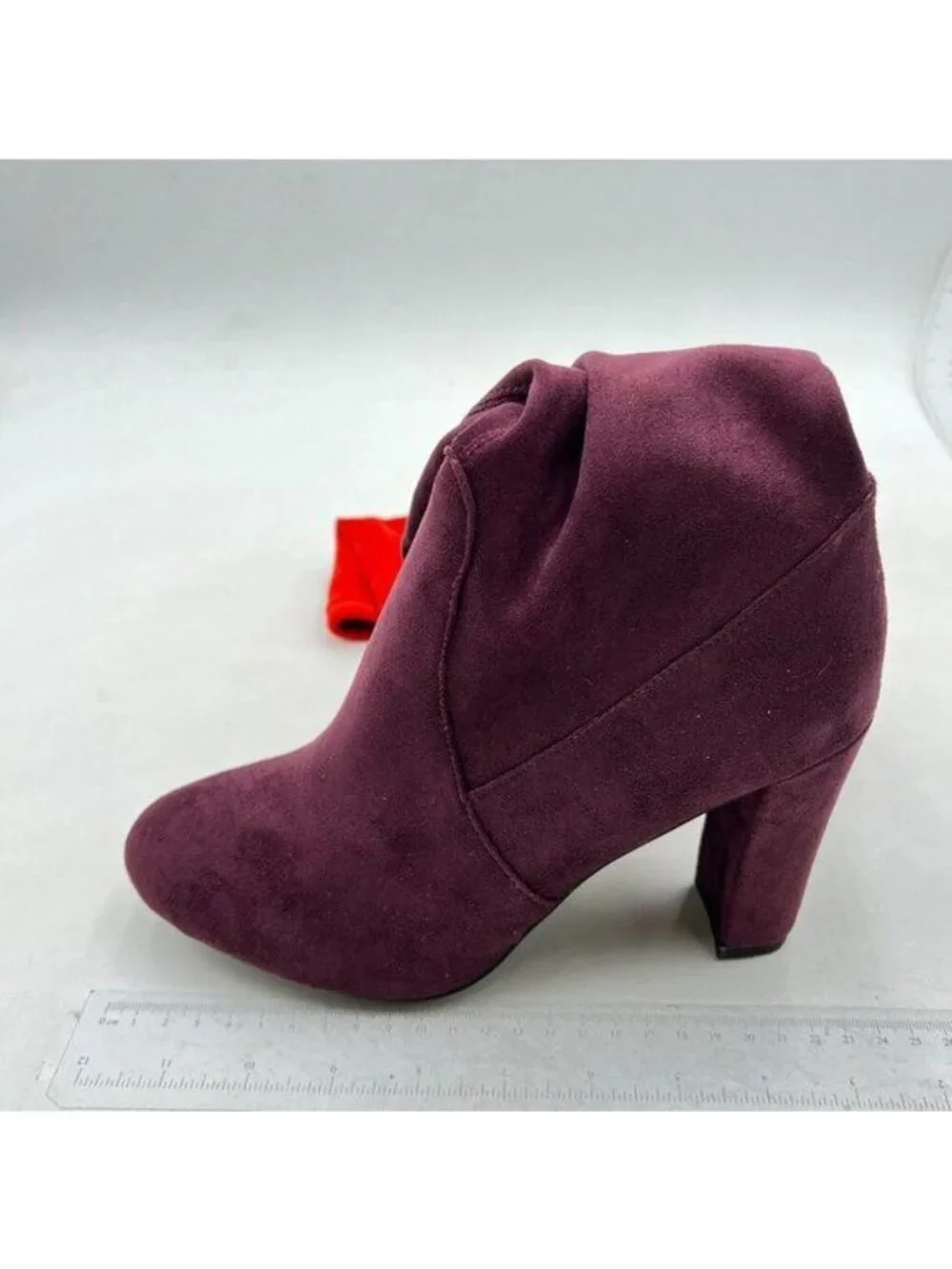 Women Over The Knee Chunky High Heels Stretch Thigh High Zipper Long Boot Red